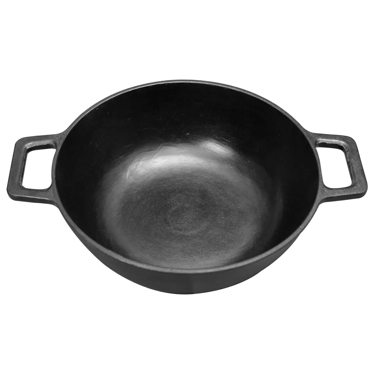 11" Large Cast Iron Kadhai | Pre-Seasoned With Oil | Ready Use | Healthy Cooking