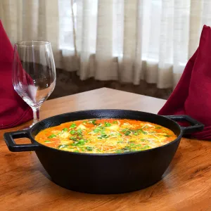 11" Large Cast Iron Kadhai | Pre-Seasoned With Oil | Ready Use | Healthy Cooking