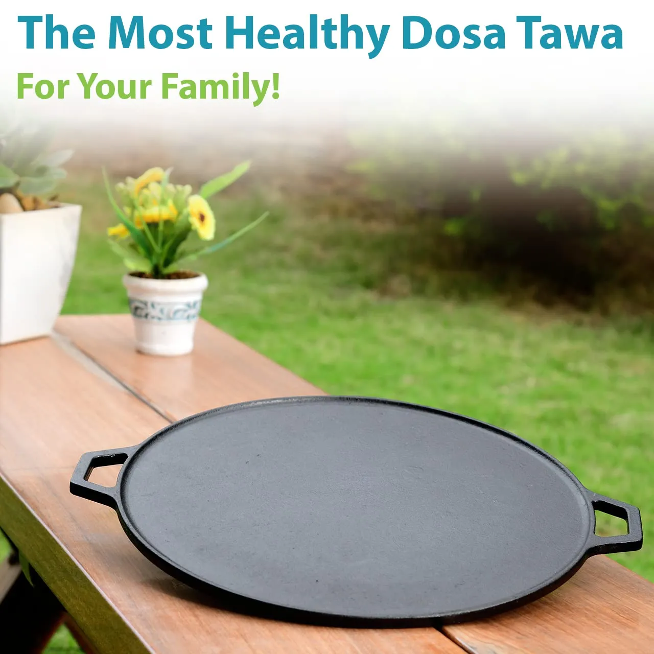 12.5" Cast Iron Dosa Tawa | Pre-Seasoned | Cooks Faster | OTG & Induction Friendly
