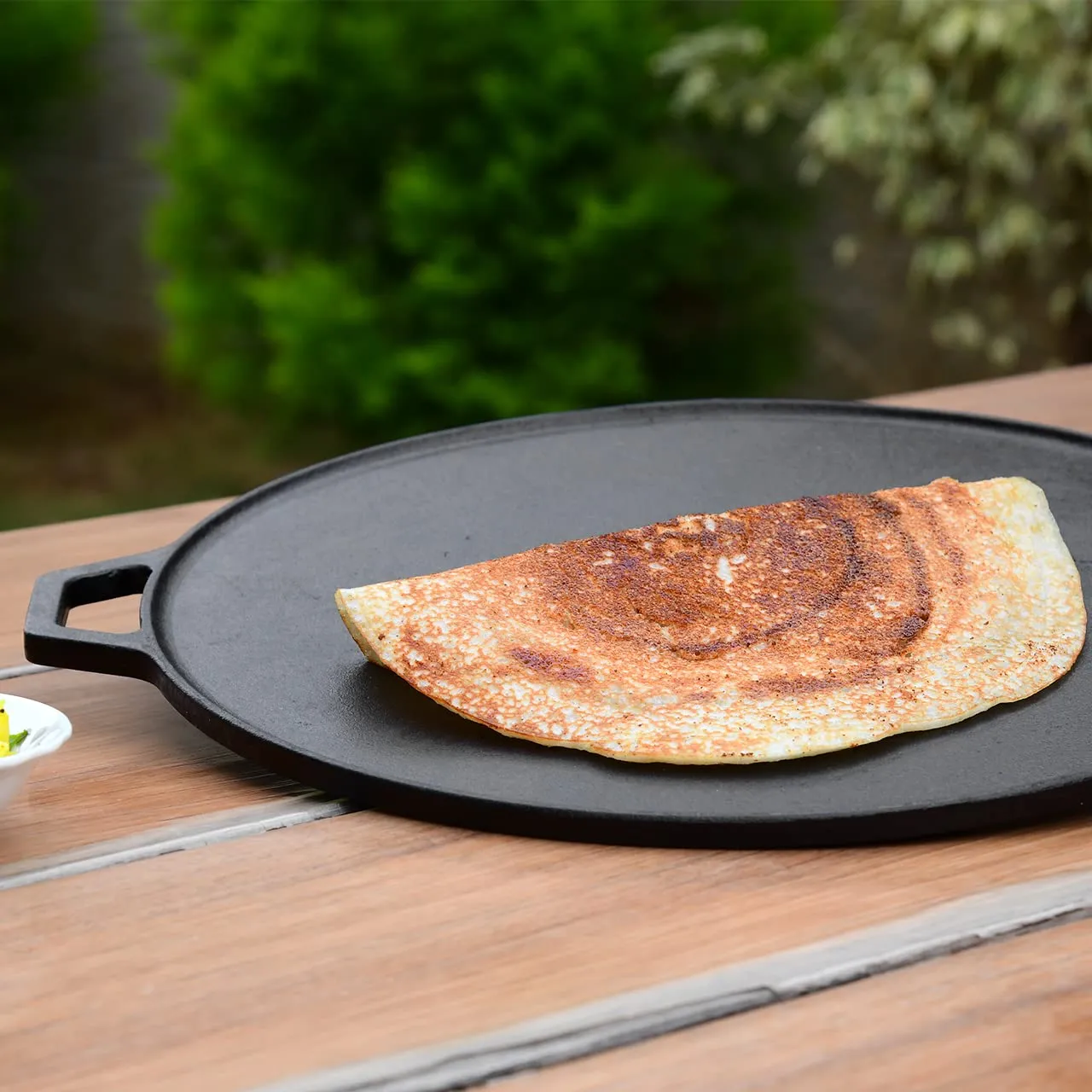 12.5" Cast Iron Dosa Tawa | Pre-Seasoned | Cooks Faster | OTG & Induction Friendly