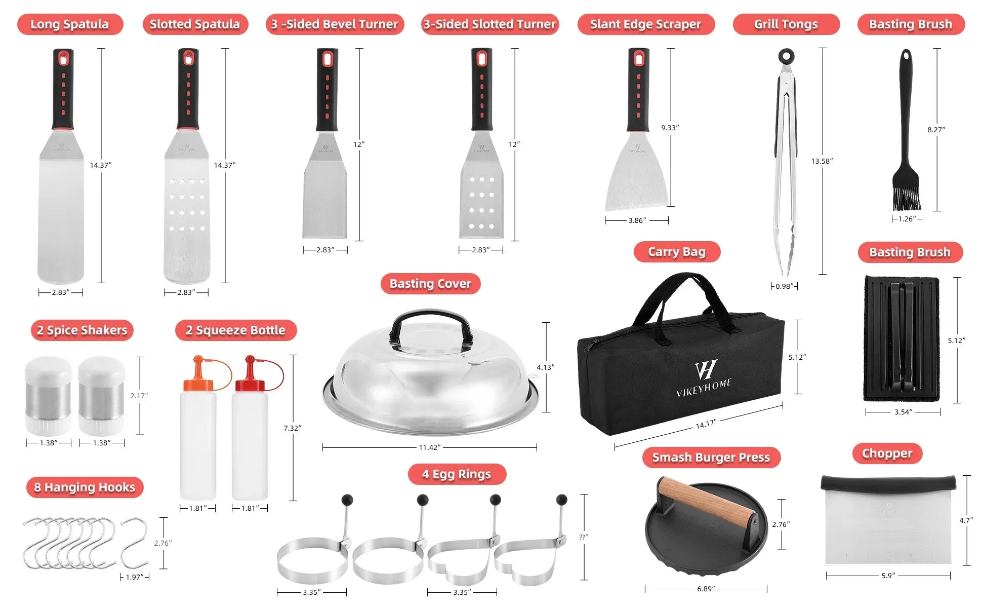 28PCS Griddle Accessories Kit, Stainless Steel Griddle Grill Tools Set for Outdoor Bbq,Flat Top Griddle Accessories Set with Scraper, Enlarged Spatulas, Basting Cover for Outdoor Grilling