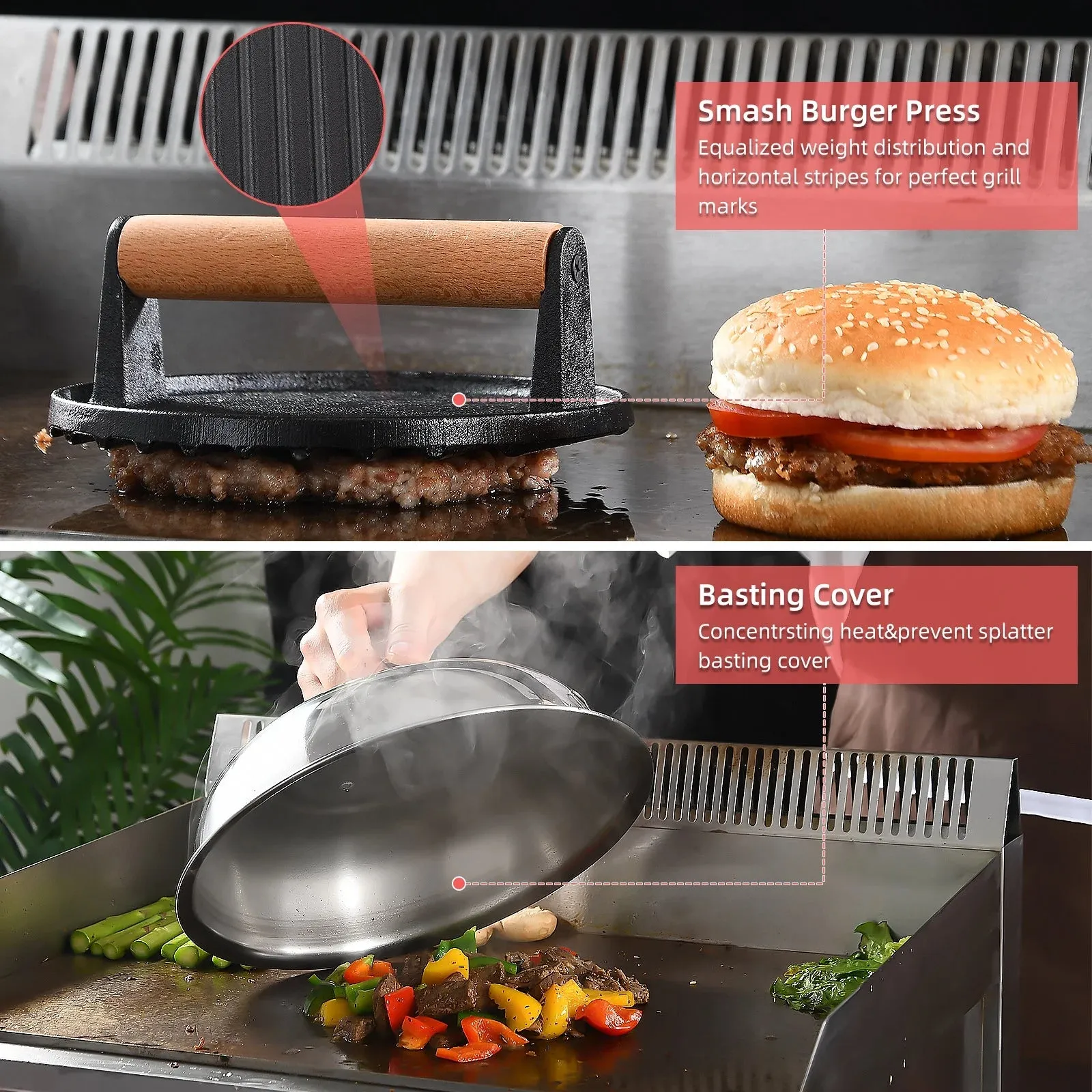 28PCS Griddle Accessories Kit, Stainless Steel Griddle Grill Tools Set for Outdoor Bbq,Flat Top Griddle Accessories Set with Scraper, Enlarged Spatulas, Basting Cover for Outdoor Grilling