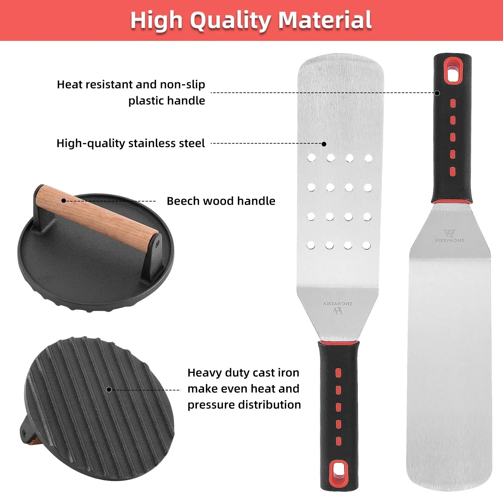 28PCS Griddle Accessories Kit, Stainless Steel Griddle Grill Tools Set for Outdoor Bbq,Flat Top Griddle Accessories Set with Scraper, Enlarged Spatulas, Basting Cover for Outdoor Grilling
