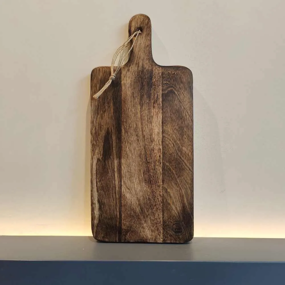Cheese Board With Handle | Seasoned Mango Wood | Hand-Crafted | 16 Inch