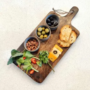 Cheese Board With Handle | Seasoned Mango Wood | Hand-Crafted | 16 Inch