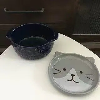 Cute Ceramic Cat Dog Noodle Bowls with Lid