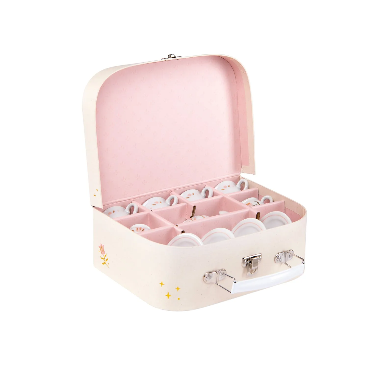 Moulin Roty La Petite Ecole De Danse Porcelaine Tea Set in Carry-On Suitcase