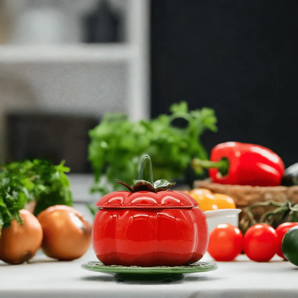Pot en céramique en forme de tomate - 13cm
