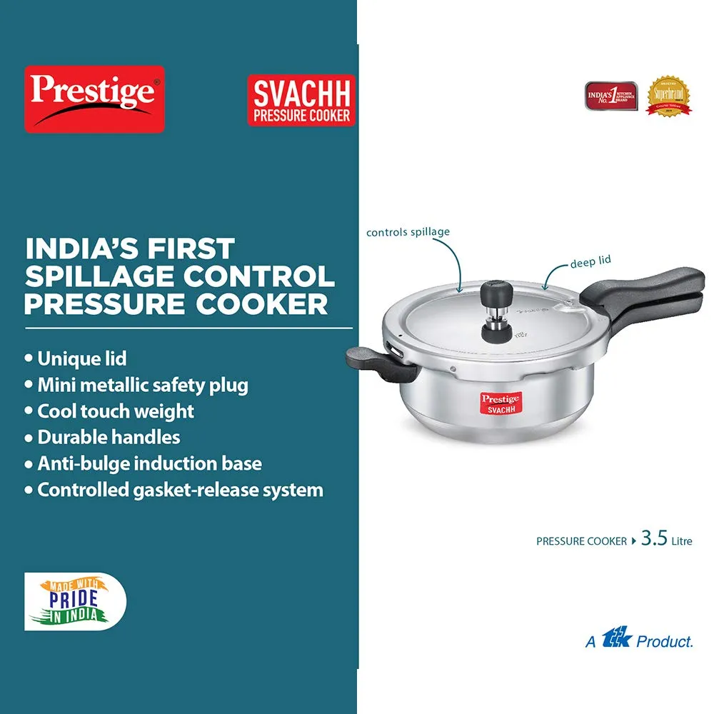 Prestige Svachh Aluminium Outer Lid Pressure Cooker 3.5 L (Silver)