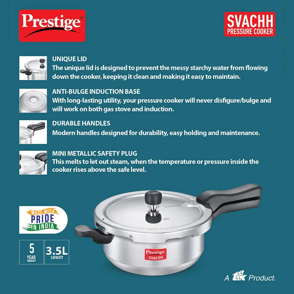Prestige Svachh Aluminium Outer Lid Pressure Cooker 3.5 L (Silver)