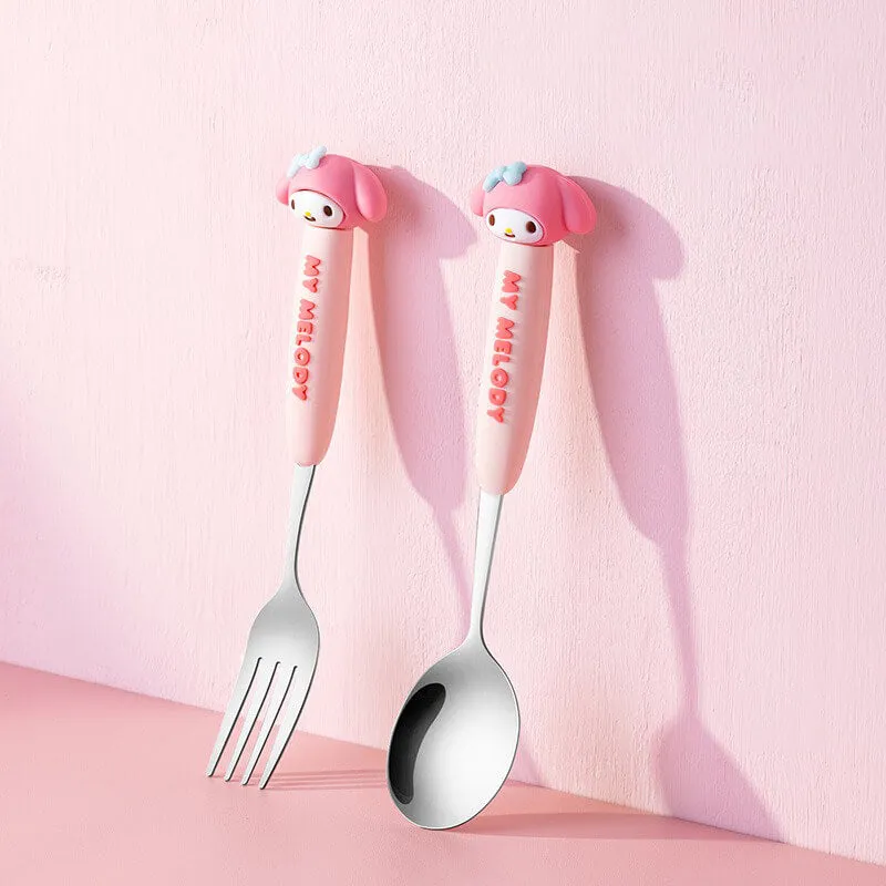 Sanrio Character Die-Cut Face Stainless Steel Cutlery Set