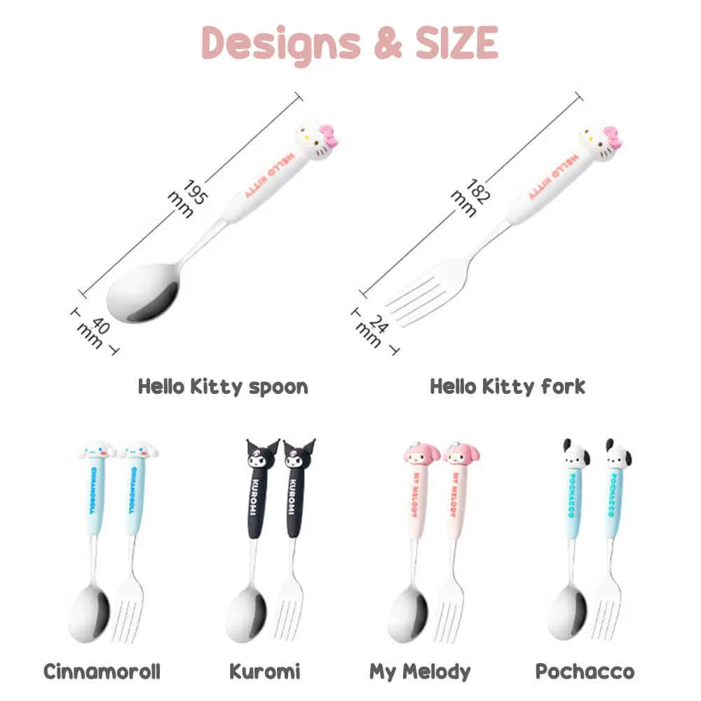 Sanrio Character Die-Cut Face Stainless Steel Cutlery Set