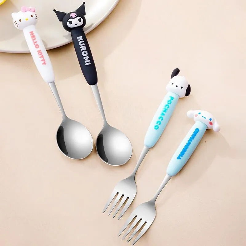 Sanrio Character Die-Cut Face Stainless Steel Cutlery Set